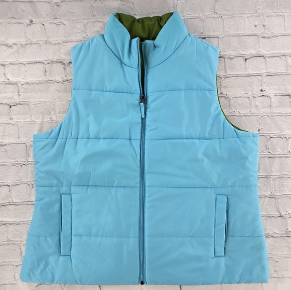 Merona Reversable Olive Green and Baby Blue Quilt Zipper Vest Size:XXL - Picture 4 of 11